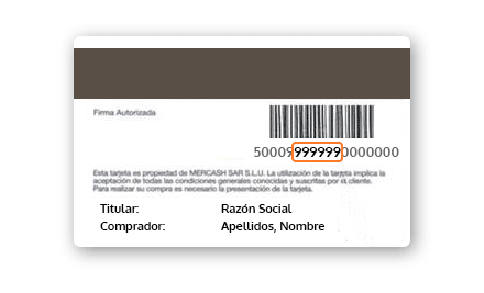 Código de cliente en tu tarjeta